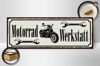 Holzschild Hinweis 27x10cm Motorrad Werkstatt