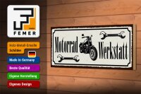 Holzschild Hinweis 27x10cm Motorrad Werkstatt
