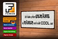 Holzschild Spruch 27x10cm habe genäht als Nähen uncool war