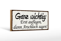 Holzschild Spruch 27x10cm Erst auflegen dann Arschloch