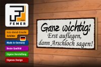 Holzschild Spruch 27x10cm Erst auflegen dann Arschloch