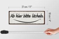 Holzschild Hinweis 27x10cm ab hier bitte lächeln