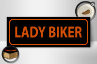 Holzschild Hinweis 27x10cm lady biker