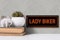 Holzschild Hinweis 27x10cm lady biker