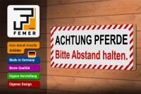 Holzschild Hinweis 27x10cm Achtung Pferde bitte Abstand