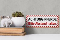 Holzschild Hinweis 27x10cm Achtung Pferde bitte Abstand