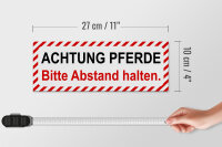 Holzschild Hinweis 27x10cm Achtung Pferde bitte Abstand