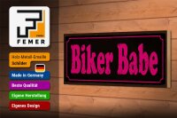 Holzschild Spruch 27x10cm Biker Babe