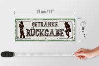 Holzschild Spruch 27x10cm Getränke Rückgabe grün