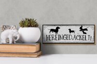 Holzschild Spruch 27x10cm Hereingedackelt!