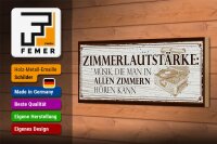 Holzschild Spruch 27x10cm Zimmerlautstärke: Musik, die man in