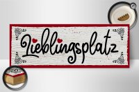 Holzschild Spruch 27x10cm Lieblingsplatz Herz rot
