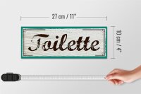 Holzschild Spruch 27x10cm Toilette blau braun