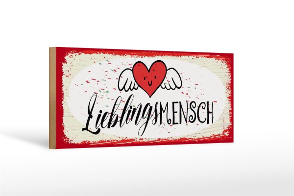 Holzschild Spruch Lieblingsmensch Herz Engel 27x10cm