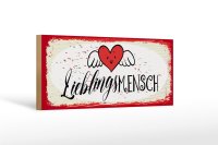 Holzschild Spruch Lieblingsmensch Herz Engel 27x10cm