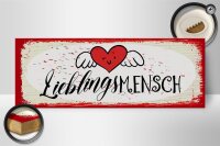 Holzschild Spruch Lieblingsmensch Herz Engel 27x10cm