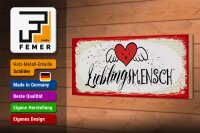 Holzschild Spruch Lieblingsmensch Herz Engel 27x10cm