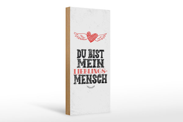Holzschild Spruch Du bist Lieblingsmensch mein Engel 10x27cm