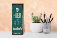 Holzschild Spruch Ab hier bitte lächeln Lachen Glück 10x27cm