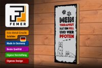Holzschild Spruch Tiere Mein Therapeut 4 Pfoten 10x27cm