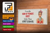 Holzschild Spruch I`m on the Gin & Tonic Diet rot 27x10cm
