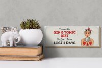 Holzschild Spruch I`m on the Gin & Tonic Diet rot 27x10cm