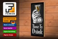 Holzschild Spruch Time to Drink 10x27cm