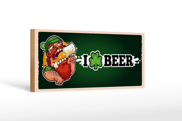 Holzschild Spruch i love Beer Bier 27x10cm