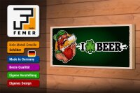 Holzschild Spruch i love Beer Bier 27x10cm