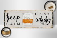 Holzschild Spruch Keep Calm Drink Whisky 27x10cm
