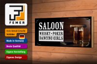 Holzschild Spruch Saloon Whisky Poker Dancing Girls 27x10cm