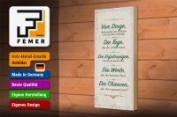 Holzschild Spruch Vier Dinge kommen nie zurück 10x27cm