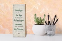 Holzschild Spruch Vier Dinge kommen nie zurück 10x27cm