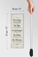 Holzschild Spruch Vier Dinge kommen nie zurück 10x27cm