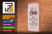 Holzschild Spruch Meine Küche meine Regeln 10x27cm