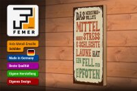 Holzschild Spruch Tiere Mittel gegen Stress 4 Pfoten 10x27cm