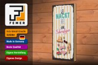 Holzschild Spruch wer nackt badet keine Bikinifigur 10x27cm