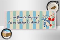 Holzschild Spruch Meer Urlaub egal ob du Bikinifigur 27x10cm