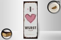 Holzschild Spruch Essen I love Wurst Herz 10x27cm