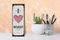 Holzschild Spruch Essen I love Wurst Herz 10x27cm