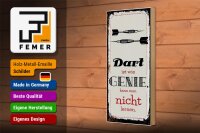 Holzschild Spruch Dart Genie kann man nicht lernen 10x27cm