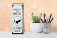 Holzschild Spruch Katze ich arbeite hart damit meine 10x27cm