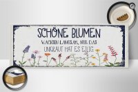 Holzschild Spruch schöne Blumen wachsen langsam 27x10cm