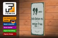 Holzschild Spruch Ich liebe meine Frau mit wandert 10x27cm