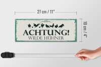 Holzschild Spruch Achtung Wilde Hühner 27x10cm