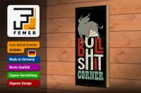 Holzschild Spruch Bullshit Corner Stier 10x27cm