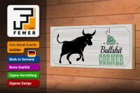 Holzschild Spruch Bullshit Corner Stier 27x10cm Wanddeko