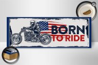 Holzschild Spruch Biker Born to Ride USA 27x10cm Motorcycle