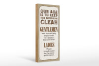 Holzschild Spruch Keep this bathroom clean 10x27cm