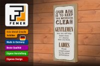 Holzschild Spruch Keep this bathroom clean 10x27cm